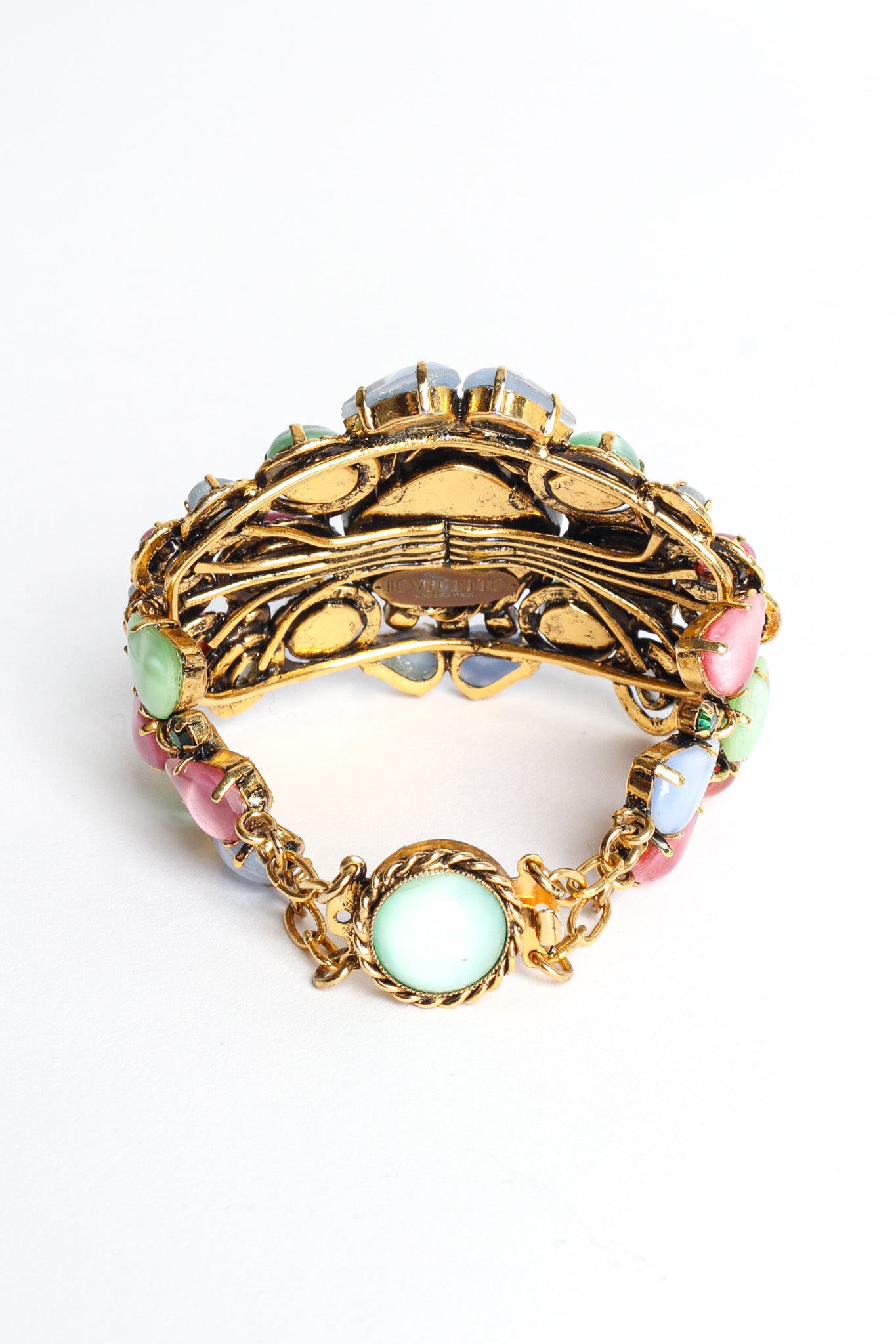 Vintage Novecento Pastel Glass Stone Bracelet clasped back @ Recess LA