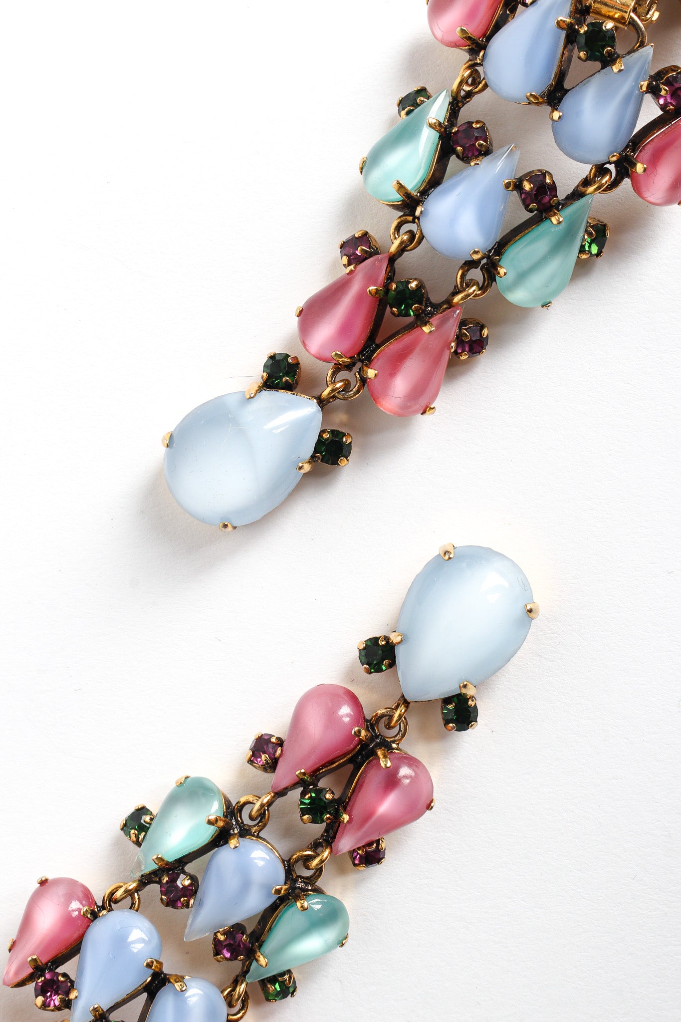 Vintage Novecento Floral Glass Stone Chandelier Earrings end stone @ Recess LA