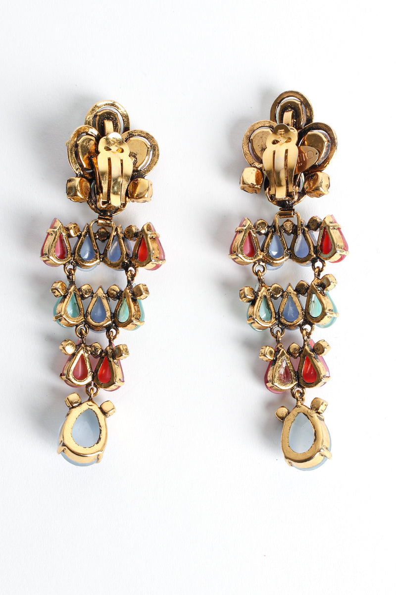 Vintage Novecento Floral Glass Stone Chandelier Earrings back @ Recess LA