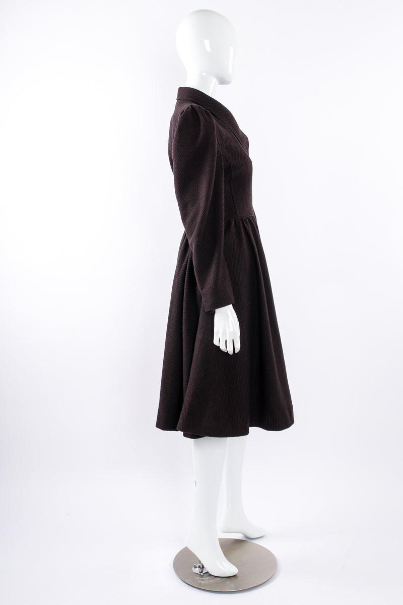 Vintage Oscar de la Renta Micro Check Tweed Princess Coat on mannequin side at Recess Los Angeles