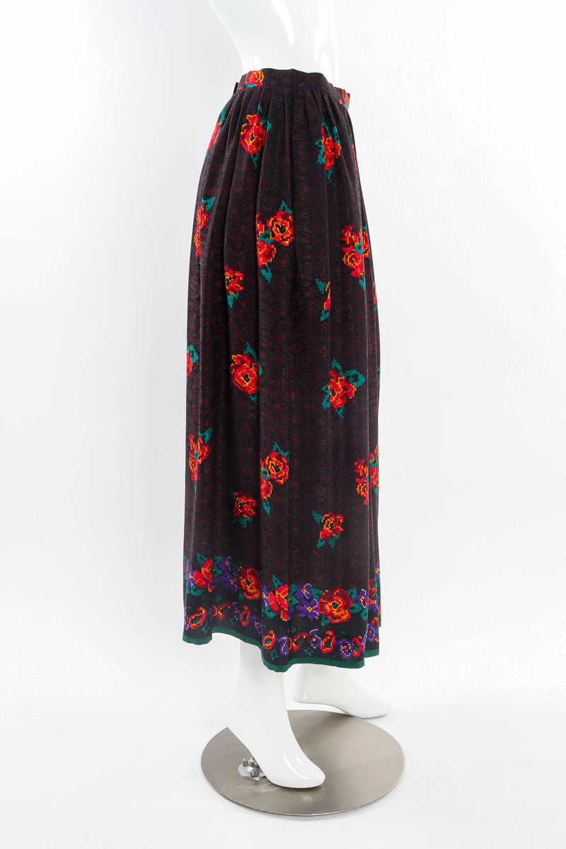 Vintage Oscar de la Renta Rose Pixel Floral Skirt mannequin side @ Recess LA