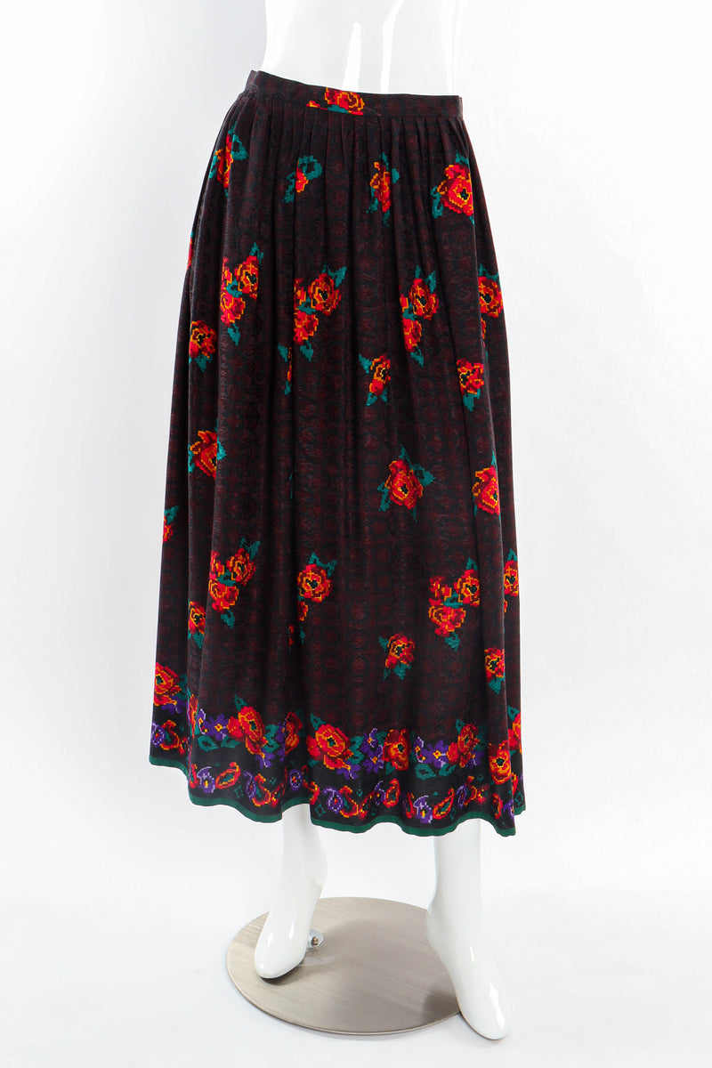 Vintage Oscar de la Renta Rose Pixel Floral Skirt mannequin front @ Recess LA