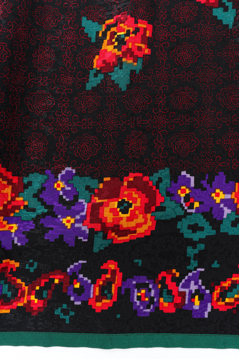 Vintage Oscar de la Renta Rose Pixel Floral Skirt print close up @ Recess LA