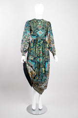 Oscar de la Renta Boutique Vintage Silk Dotted Batik Print Dress