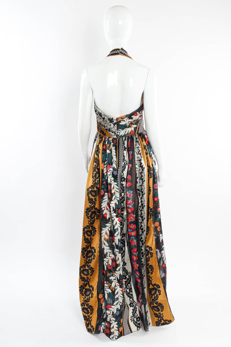 Vintage Oscar De La Renta Silk Floral Stripe Panel Dress mannequin back @ Recess Los Angeles