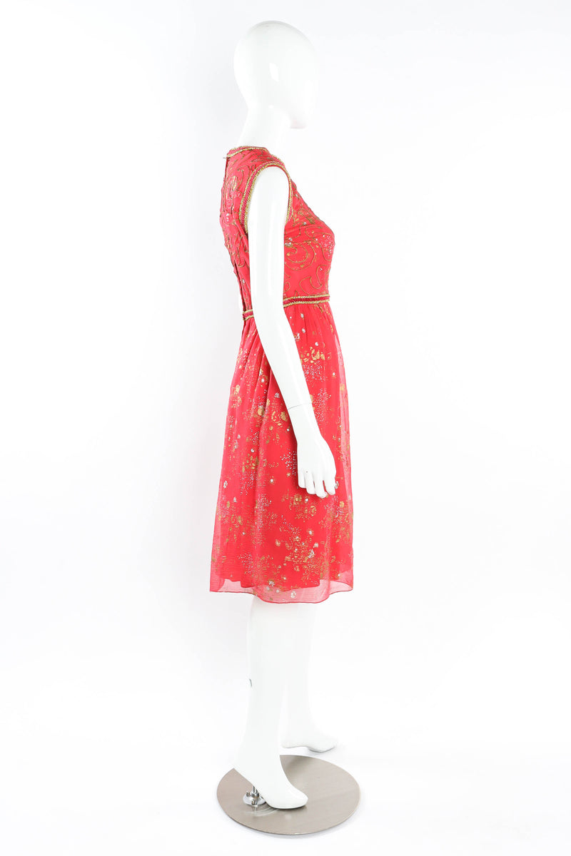 Vintage Oscar de la Renta Cosmic Floral Print Dress mannequin side @ Recess LA