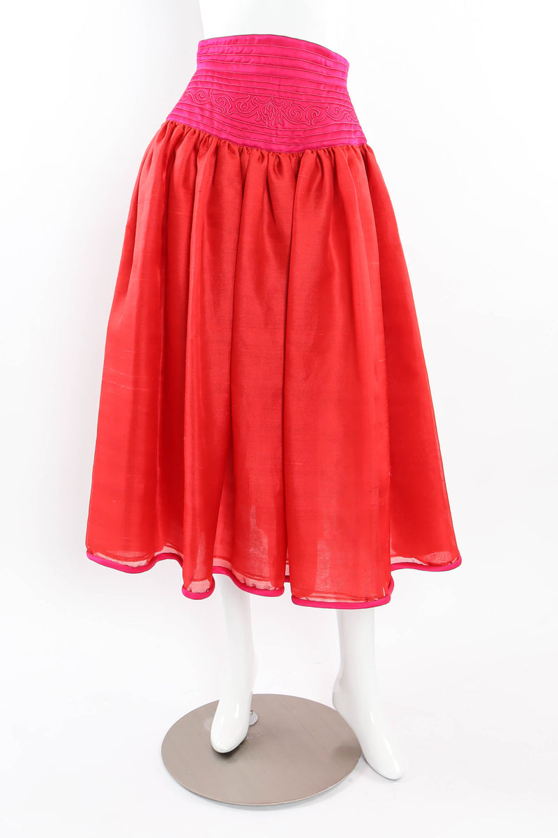 Vintage Oscar de la Renta Floral Top & Skirt Set mannequin skirt front @ Recess LA