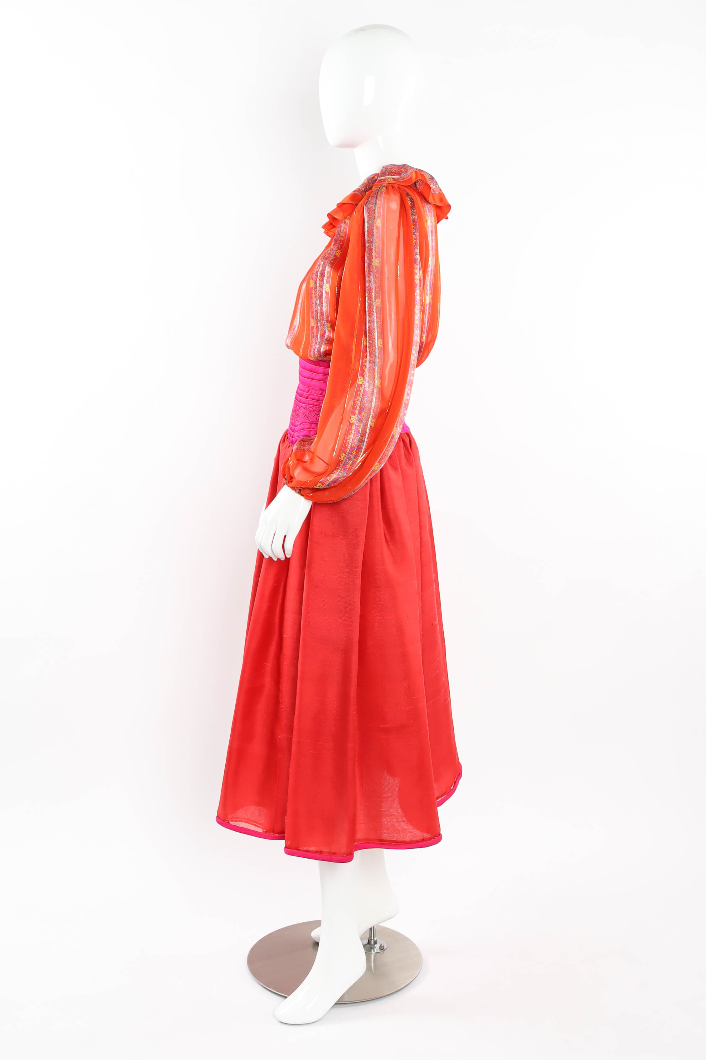 Vintage Oscar de la Renta Floral Top & Skirt Set mannequin side @ Recess LA