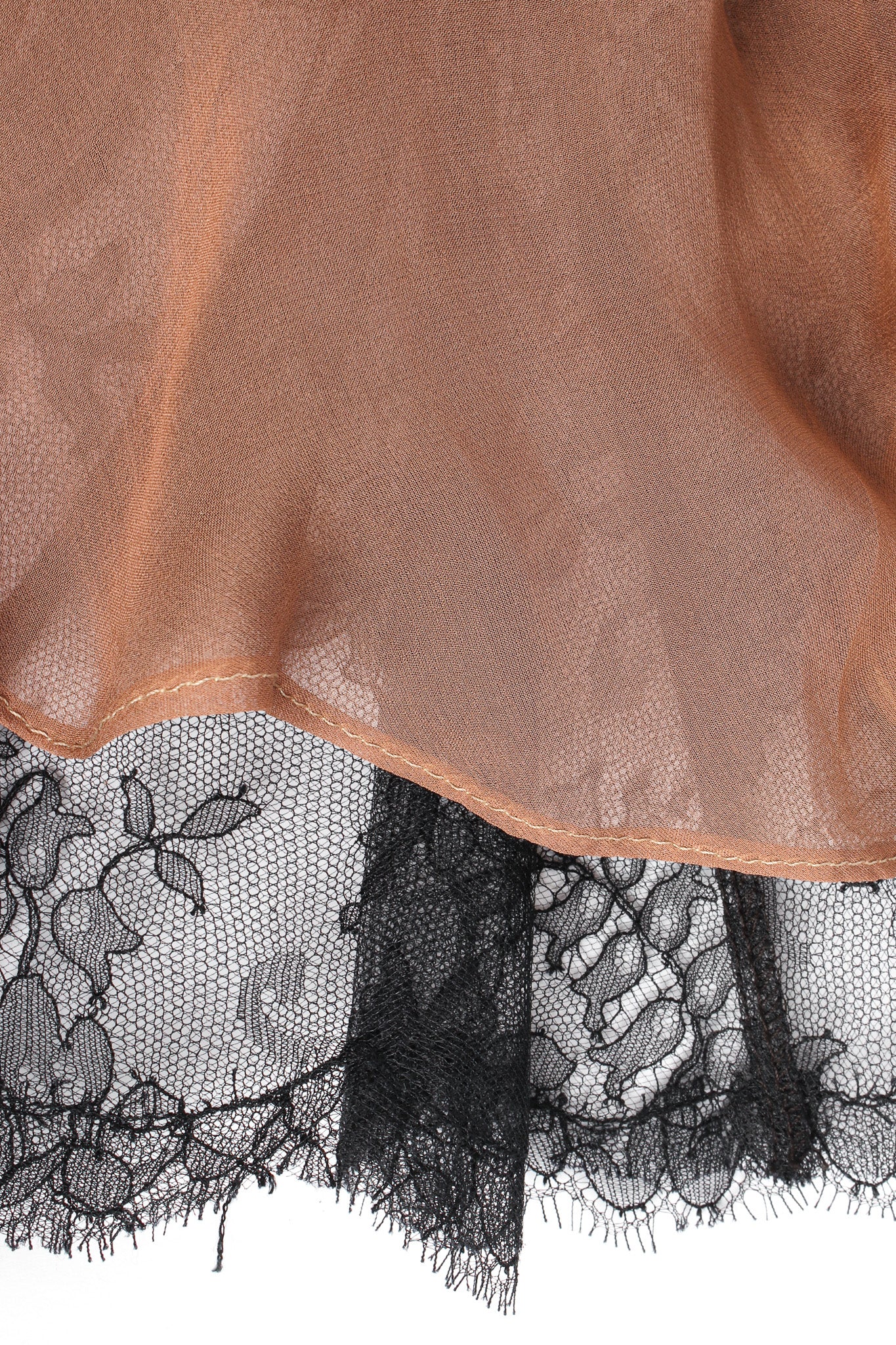 Vintage Oscar de la Renta Soutache Chantilly Lace Ruffle Dress hem/lining @ Recess LA