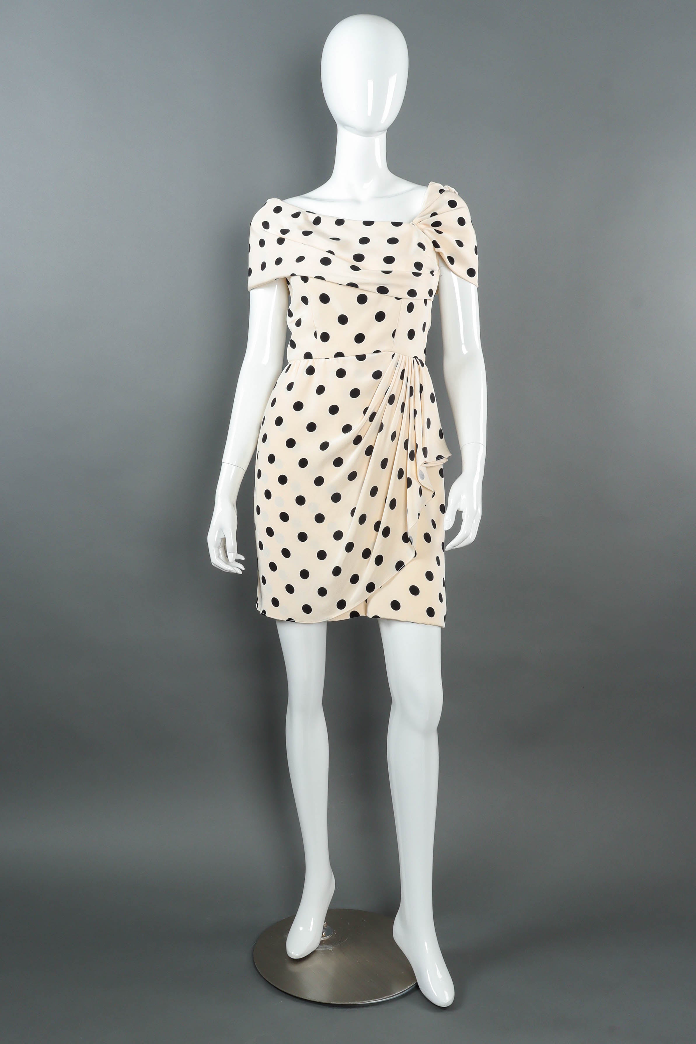 Vintage Oscar de la Renta Polka Dot Mini Dress mannequin front @ Recess LA