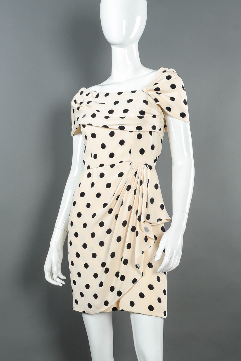 Vintage Oscar de la Renta Polka Dot Mini Dress mannequin angle @ Recess LA