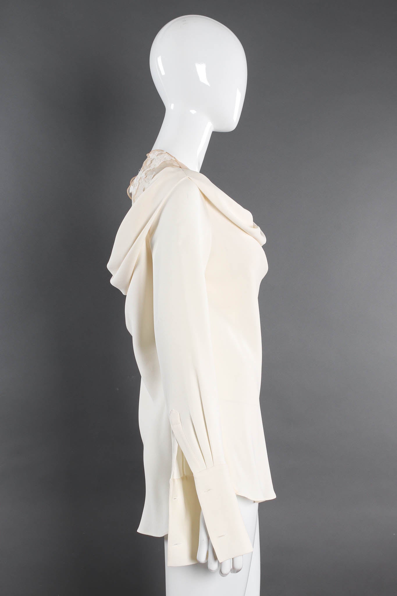 Vintage Oscar de la Renta Silk Floral Off-Shoulder Top mannequin side @ Recess LA
