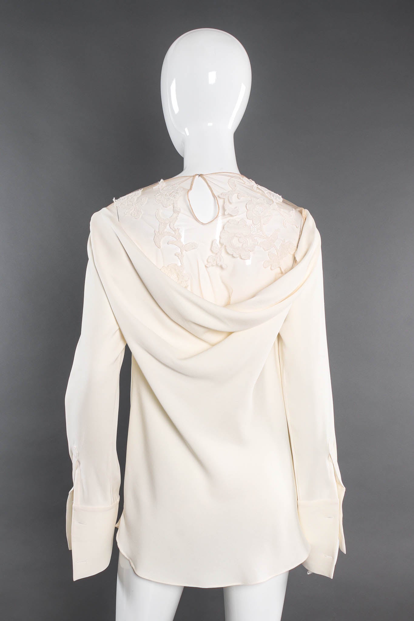 Vintage Oscar de la Renta Silk Floral Off-Shoulder Top mannequin back @ Recess LA