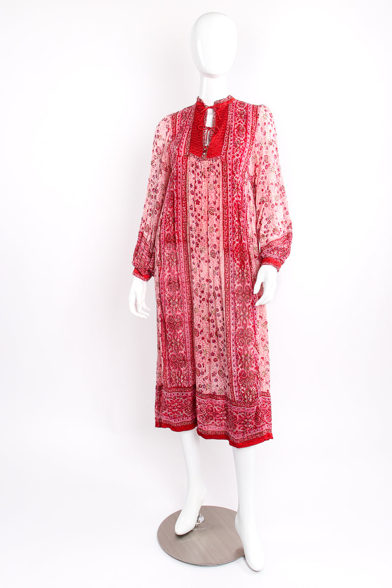 Vintage Oh Calcutta Batik Indian Cotton Gauze Shift Dress on Mannequin front at Recess Los Angeles