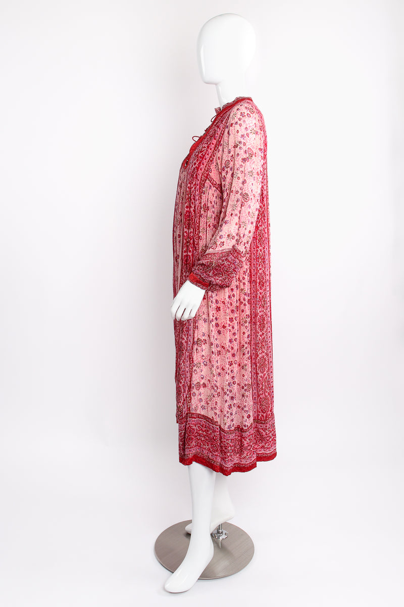 Vintage Oh Calcutta Batik Indian Cotton Gauze Shift Dress on Mannequin side at Recess Los Angeles