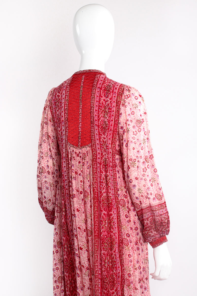 Vintage Oh Calcutta Batik Indian Cotton Gauze Shift Dress on Mannequin back crop at Recess LA