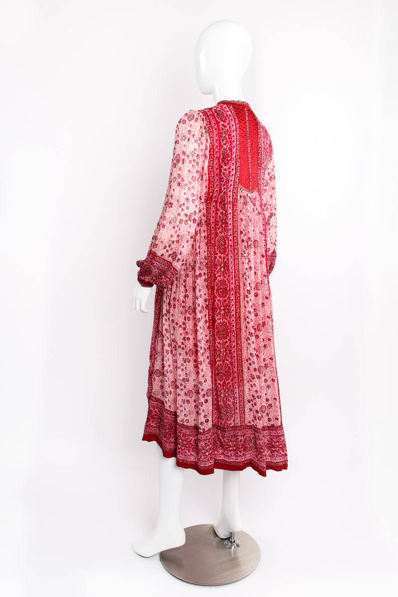Vintage Oh Calcutta Batik Indian Cotton Gauze Shift Dress on Mannequin back angle at Recess LA