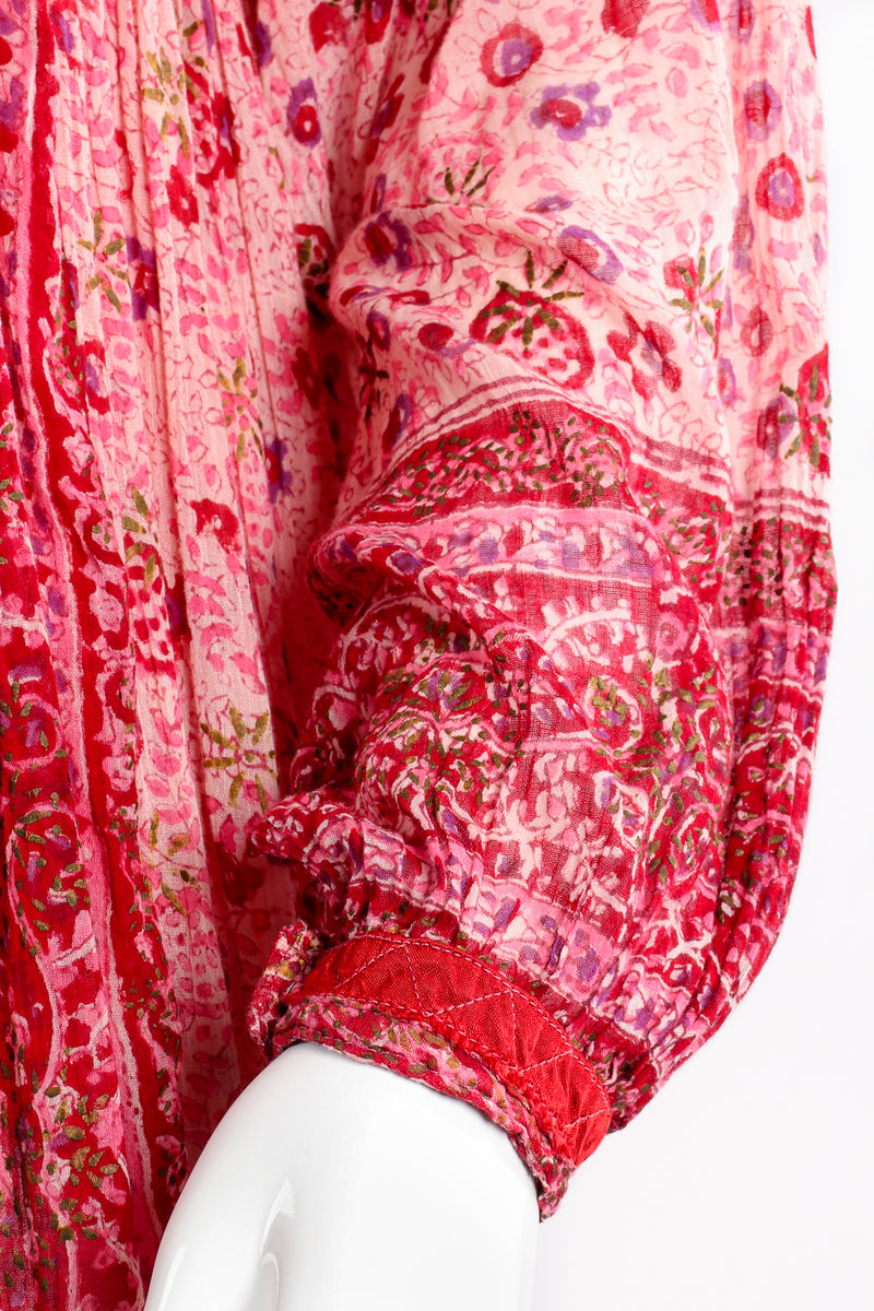 Vintage Oh Calcutta Batik Indian Cotton Gauze Shift Dress on Mannequin sleeve cuff at Recess Los Angeles