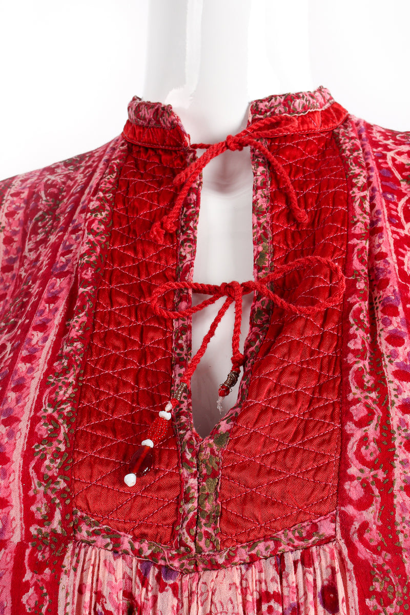 Vintage Oh Calcutta Batik Indian Cotton Gauze Shift Dress missing beads at Recess Los Angeles