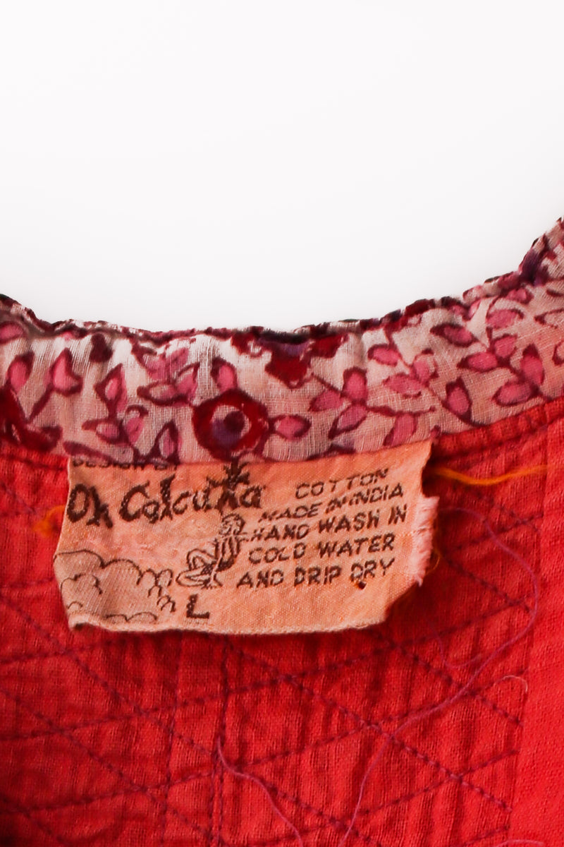 Vintage Oh Calcutta Batik Indian Cotton Gauze Shift Dress label at Recess Los Angeles