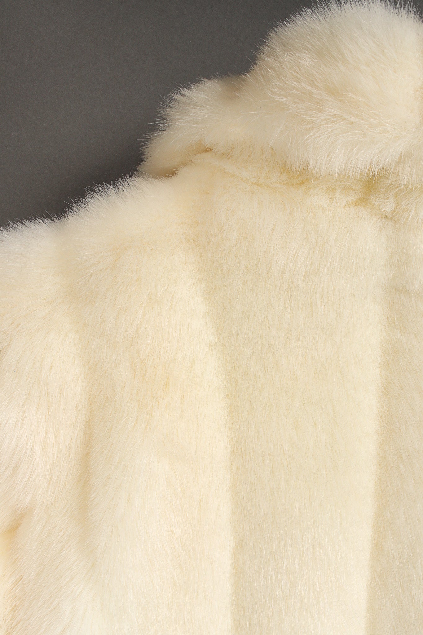 Vintage Oleg Cassini Striped Column Faux Fur Coat back collar flat @ Recess LA
