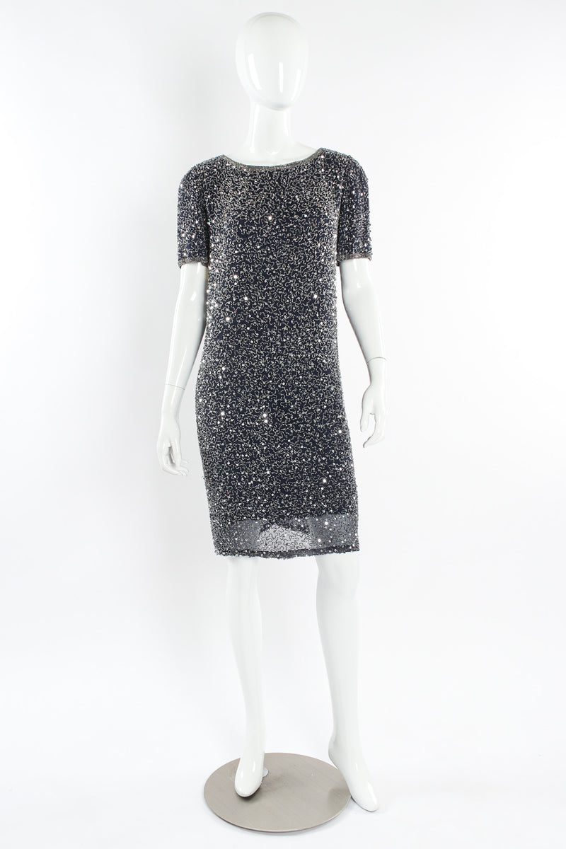 Vintage Oleg Cassini Beaded Sequin Silk Shift Dress Recess Vintage Oleg Cassini Beaded Sequin Silk Shift Dress Recess