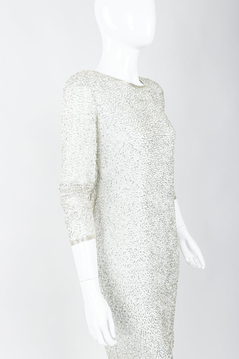 Vintage Oleg Cassini Black Tie Silver Beaded Cowl Dress Recess Vintage Oleg Cassini Black Tie Silver Beaded Cowl Dress Recess