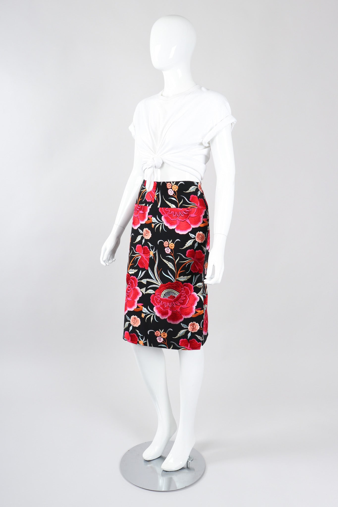 Recess Los Angeles Vintage OMO Norma Kamali Floral Embroidered Piano Skirt