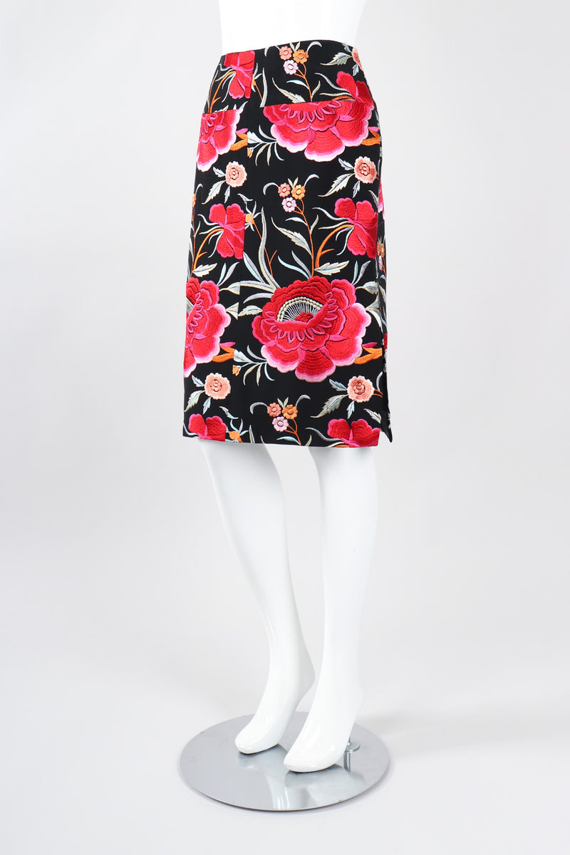 Recess Los Angeles Vintage OMO Norma Kamali Floral Embroidered Piano Skirt