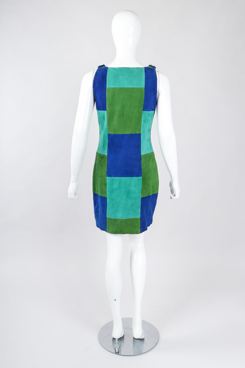Recess Los Angeles Vintage OMO Norma Kamali Colorblock Patchwork Suede Shift Dress