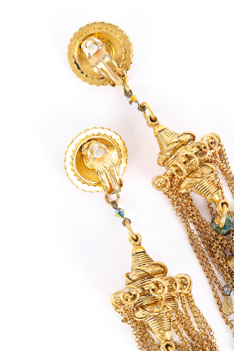 Byzantine chandelier drop earrings by Claire Deve back close @recessla
