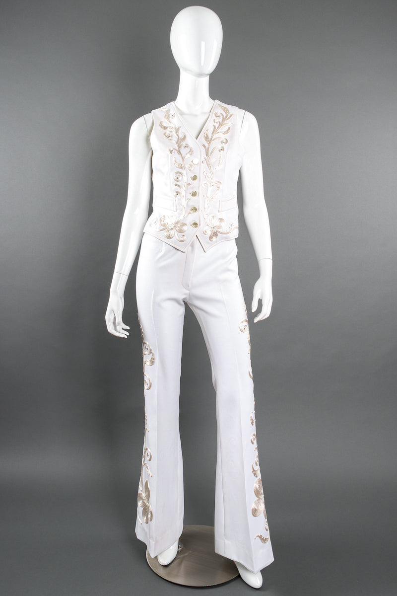Vintage Originations by Harvey Krantz Cord Embroidered Vest Suit on Mannequin front @ Recess LA
