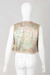 Oscar de la Renta Vintage Boho Embellished Lamé Vest & Belt Set