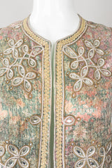 Oscar de la Renta Vintage Boho Embellished Lamé Vest & Belt Set