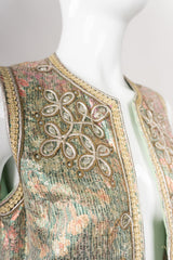 Oscar de la Renta Vintage Boho Embellished Lamé Vest & Belt Set