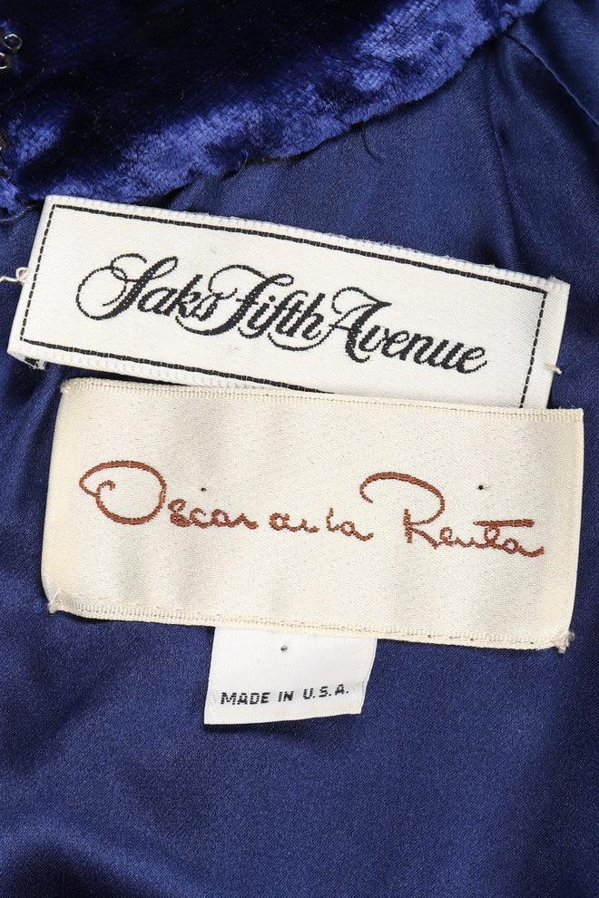 Recess Los Angeles Vintage Oscar de la Renta Blue Velvet Cheetah Dress
