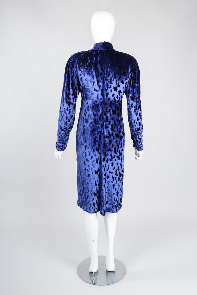 Recess Los Angeles Vintage Oscar de la Renta Blue Velvet Cheetah Dress
