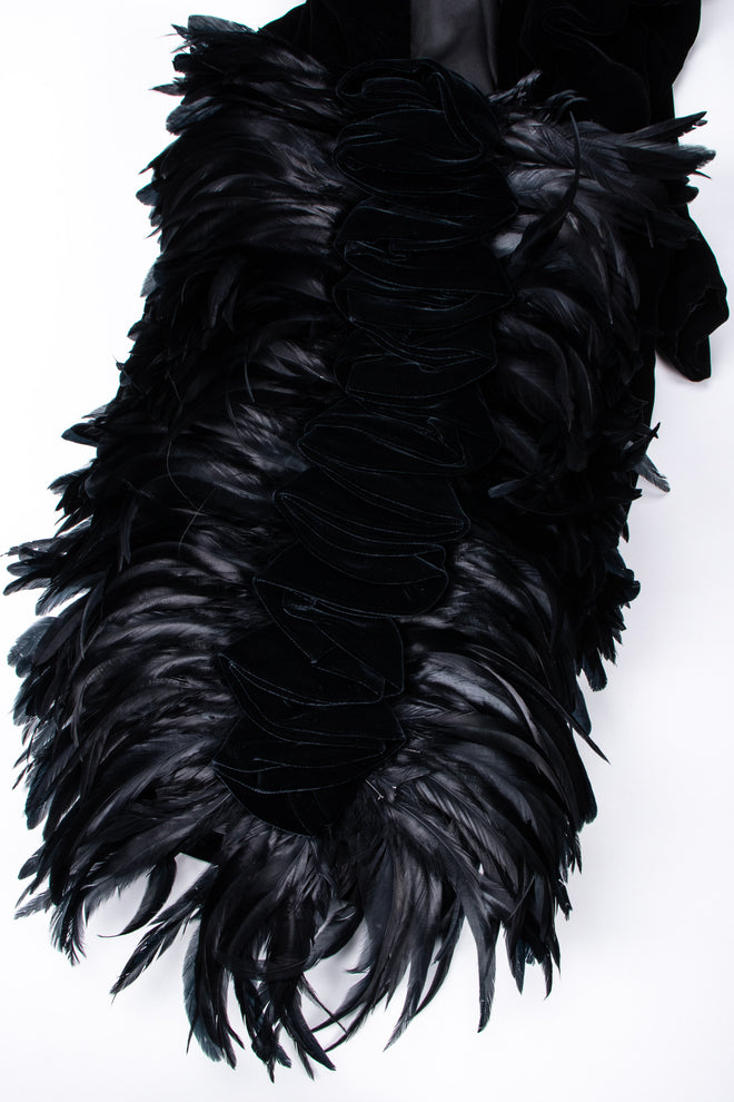 Recess Los Angeles Vintage Oscar de la Rental Velvet Raven Tail Feather Bustle Dress