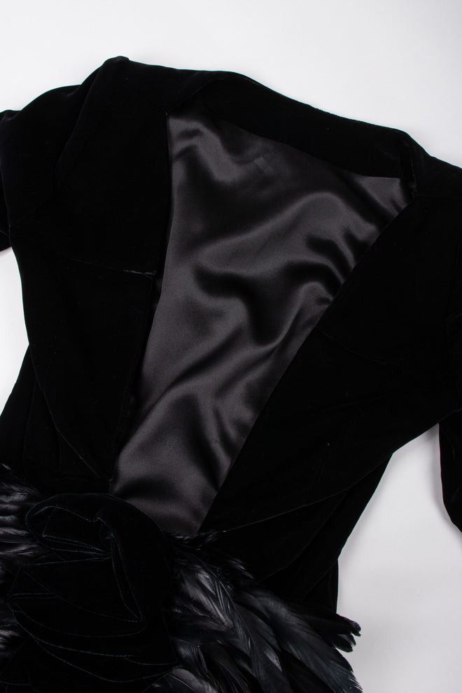 Recess Los Angeles Vintage Oscar de la Rental Velvet Raven Tail Feather Bustle Dress