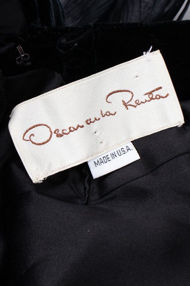 Recess Los Angeles Vintage Oscar de la Rental Velvet Raven Tail Feather Bustle Dress