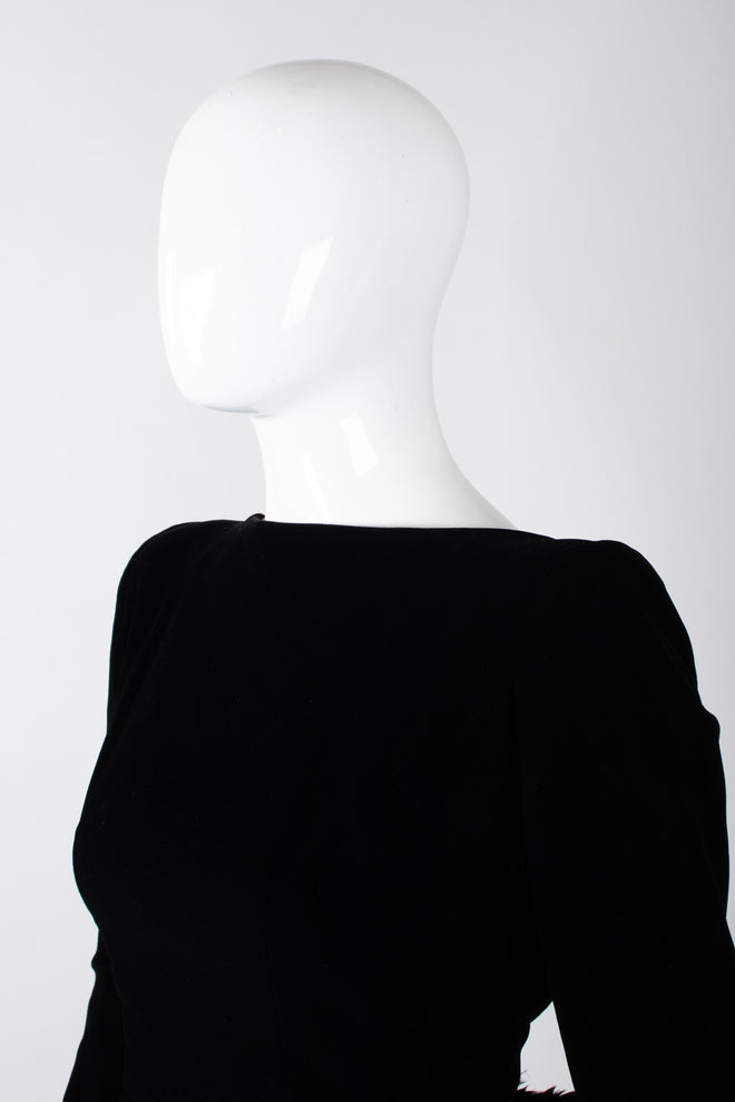 Recess Los Angeles Vintage Oscar de la Rental Velvet Raven Tail Feather Bustle Dress