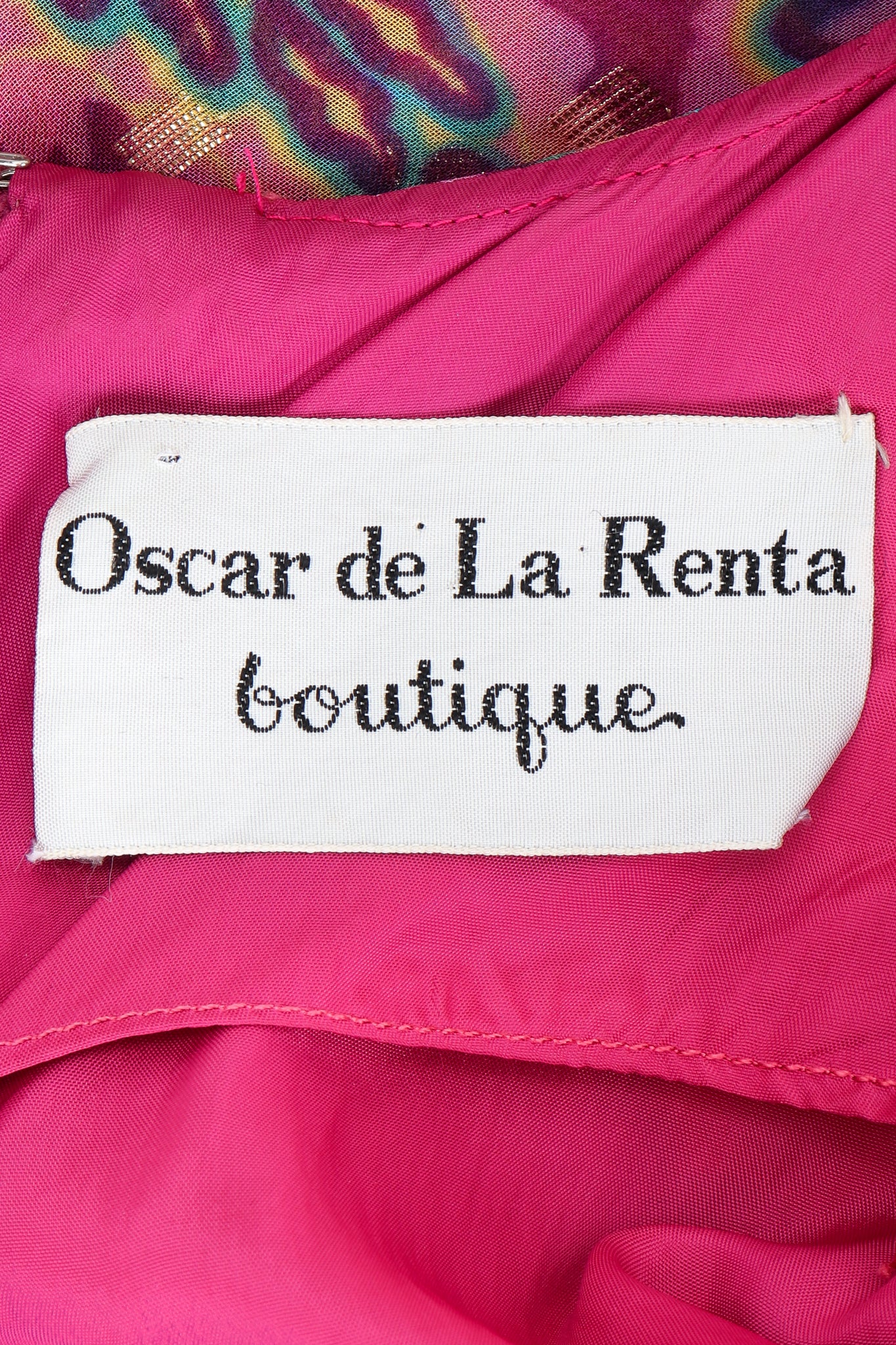 Vintage Oscar de la Renta label on pink lining fabric
