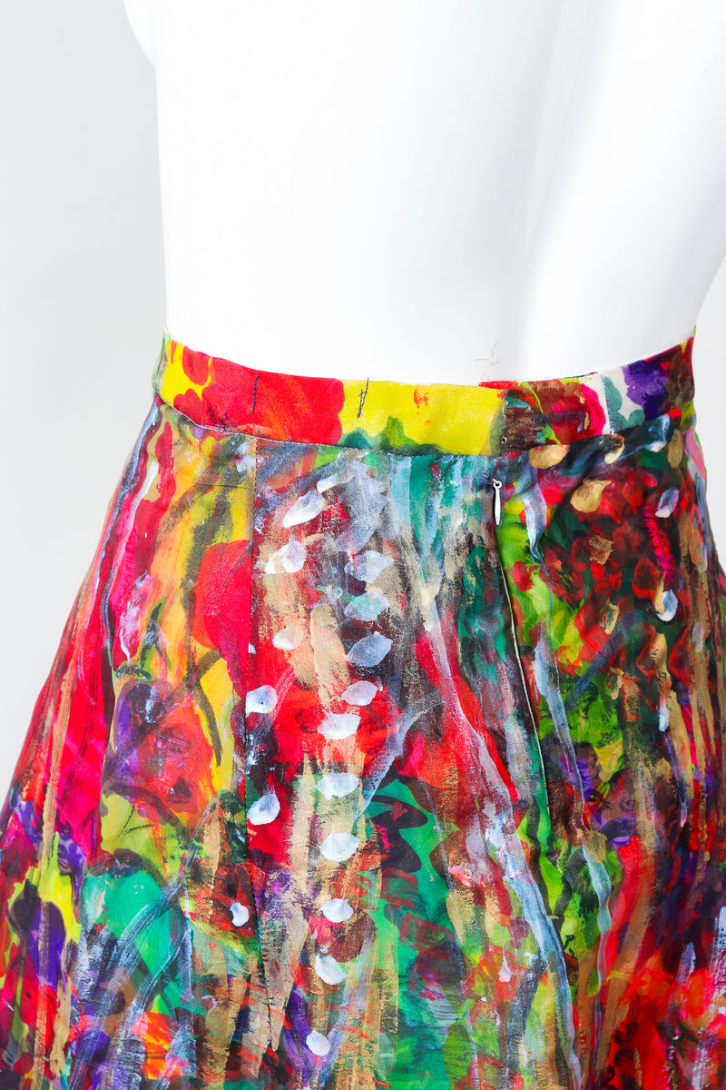 Vintage Oscar de la Renta Painted Impressionist Midi Skirt on Mannequin, waistband at Recess