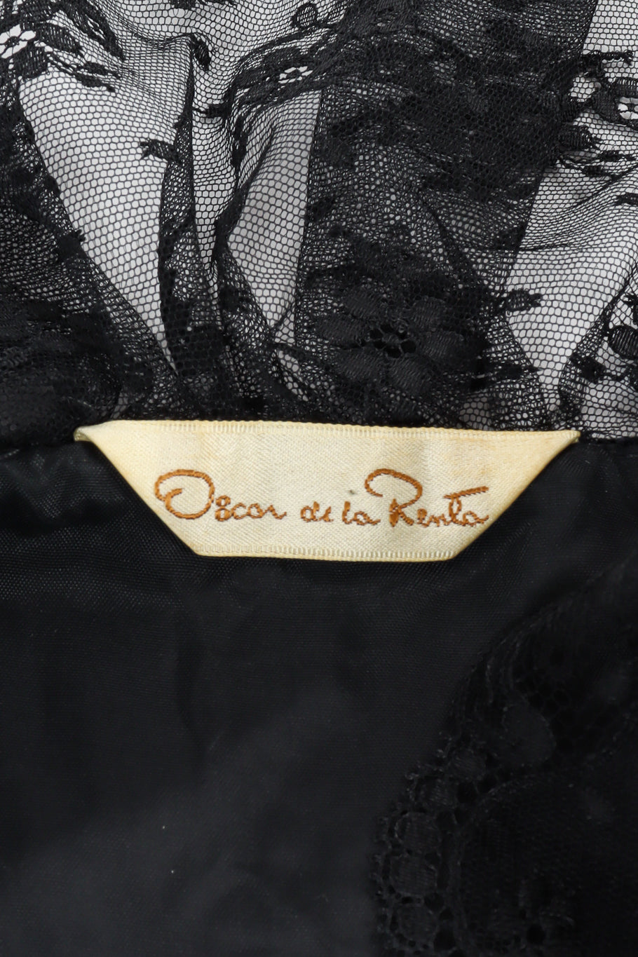 Vintage Oscar de la Renta Chantilly Ruffle Lace Velvet Top tag @ Recess LA