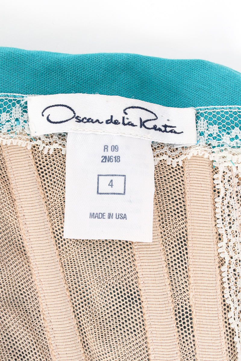 Vintage Oscar de la Renta Venetian Lace Strapless Sweetheart Dress label at Recess LA