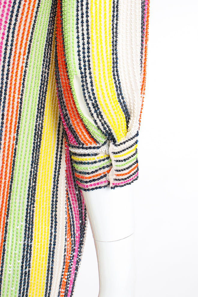 Vintage Oscar de la Renta Beaded Skittle Stripe Shirtdress Swim Cover on Mannequin cuff @ Recess