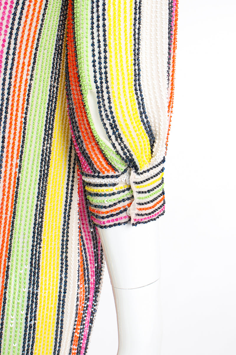 Vintage Oscar de la Renta Beaded Skittle Stripe Shirtdress Swim Cover on Mannequin cuff @ Recess