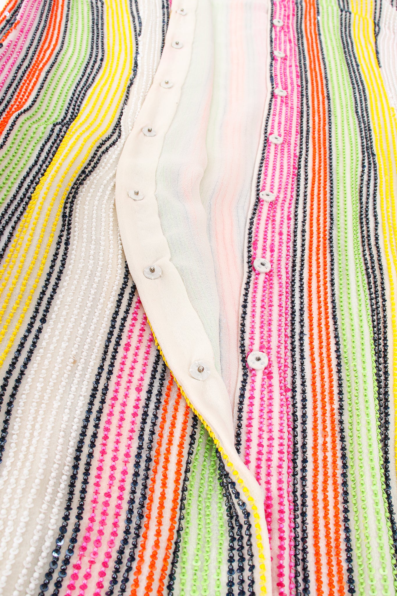 Vintage Oscar de la Renta Beaded Skittle Stripe Shirtdress Swim Cover snaps @ Recess