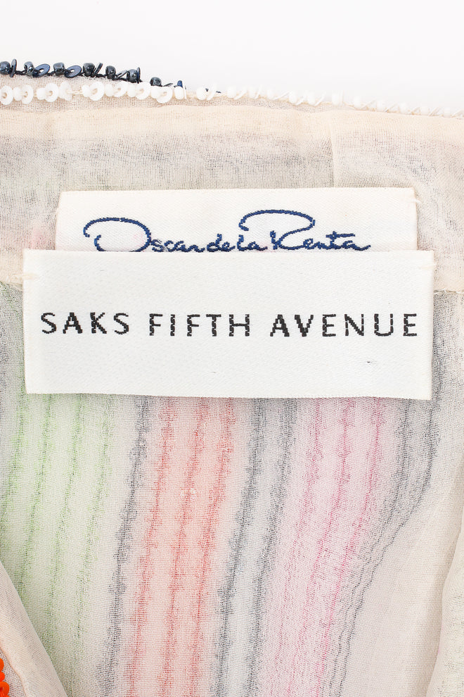Vintage Oscar de la Renta Beaded Skittle Stripe Shirtdress Swim Cover label @ Recess