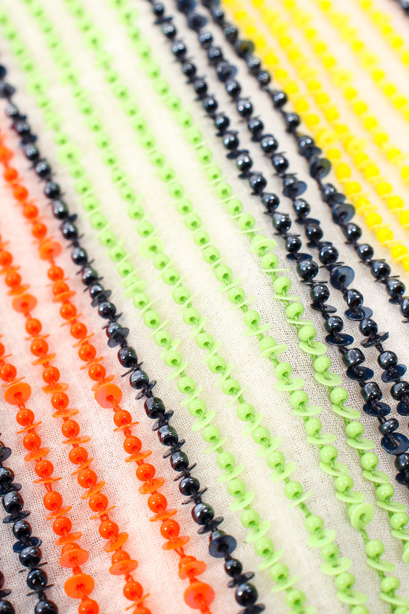 Vintage Oscar de la Renta Beaded Skittle Stripe Shirtdress Swim Cover bead detail @ Recess